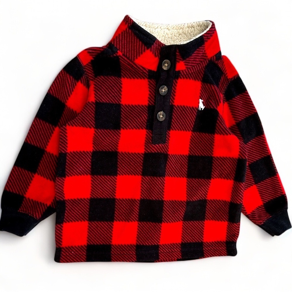 Carter’s Buffalo Plaid Fleece Pullover Sweater Winter Christmas Holiday 18 Month